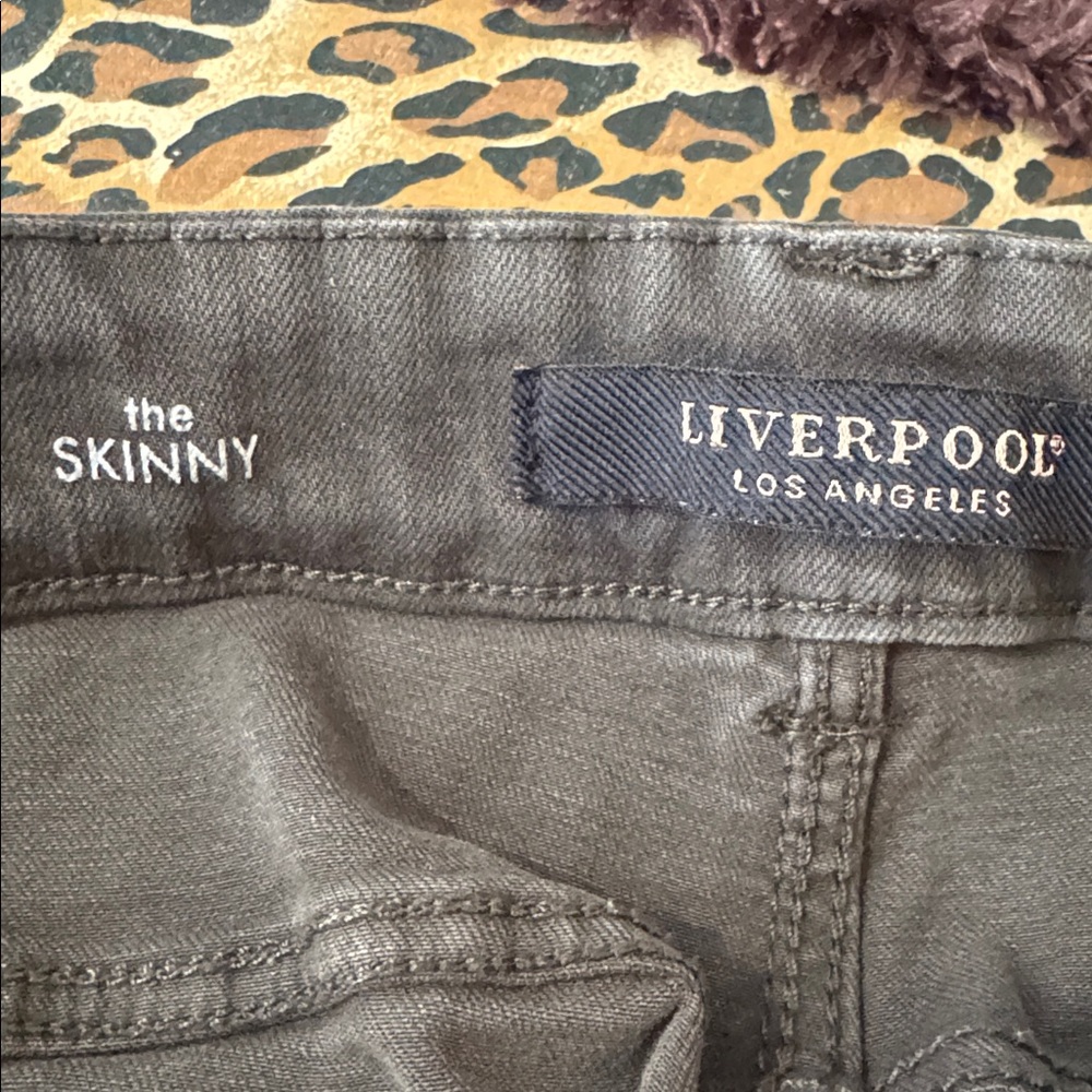 Liverpool Dark Olive Skinny Jeans - Picture 8 of 10